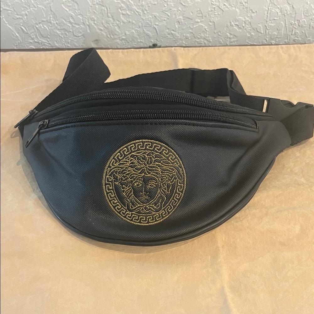 Versace Black and Gold Belt Bag